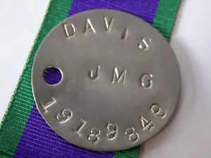 GSM Palestine 1945-48 clasp relic 4/7 Dragoons dogtag only - DAVIES 19189849 - Picture 1 of 1