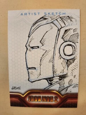 Marvel Iron Man 2 Signed 1/1 Artist Sketch Card Insert Jason Hand Drawn VG COOL! - Image 1 of 2
