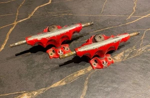 Rare Vintage Grind King KREPER Skeleton Skull Skateboard Trucks RED VTG - Picture 1 of 4