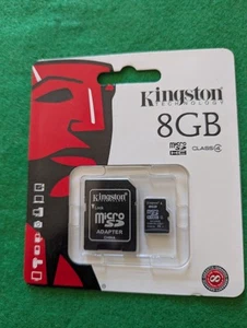 Kingston 8GB Micro SD Memory Card with A SD Adapter. - Picture 1 of 2