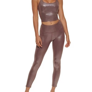 Calvin Klein Performance Wmn High Waisted 7/8 Tights Size L Metallic Luster Java - Picture 1 of 3