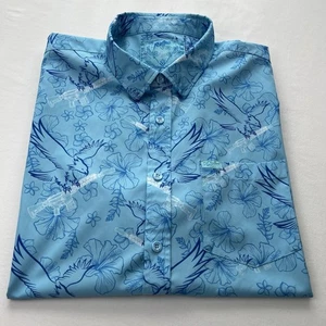 Retro Gewehr Hemd Herren 2XL Blau Hawaii Beute V2 Jubiläum Geometrisch Stretch - Bild 1 von 11