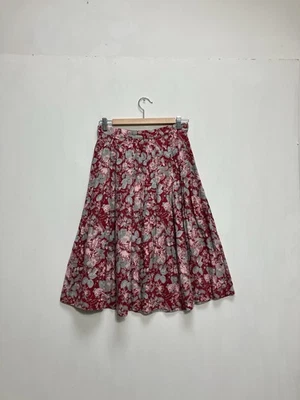 Винтажная юбка миди Laura Ashley размер UK 12 подходит для 10 красная хлопковая шерсть коттеджкор - Изображение 1 из 4