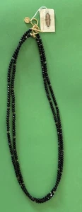 "Collar de cadena doble con etiqueta Spartina 449 Daufuskie Island cuentas negras 20""" - Imagen 1 de 6