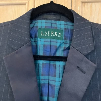 Lauren Ralph Lauren Mens Pinstripe Two Button Wool Blazer Jacket 40R Gray AN EXC - Image 1 of 4