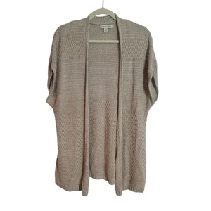 Coldwater Creek Loose Knit Linen Blend Cardigan Short Sleeve Women's Sz Large 14 - Picture 1 of 11