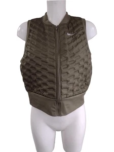 Nike Aeroloft Running Gilet Women's L Green Quilted Lightweight Vest Full Zip - Picture 1 of 10