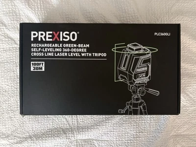 PREXISO 360° 100ft Self-Leveling Cross Line Laser Level w/ Tripod | Green Beam - Image 1 of 4