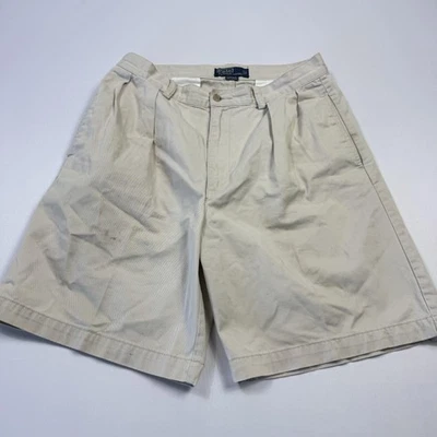 Polo Ralph Lauren Shorts Mens 33 Khaki Tyler Classic Chino Pleated Cotton Casual - Image 1 of 4