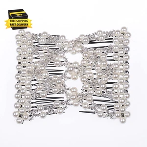 Easy Stretch Perlen Haarkämme Double Magic Slide Metallkamm Clip Haarnadeln für W - Bild 1 von 3