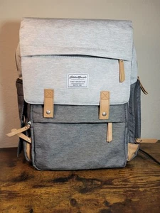 Gray Eddie Bauer Diaper Bag Cascade First Adventure Straps Wipes Pocket Backpack - Picture 1 of 5