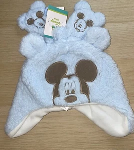 Mickey Mouse Baby Blue Faux Fur Hat & Mitt Set 12-23 Month BNWT - Picture 1 of 1