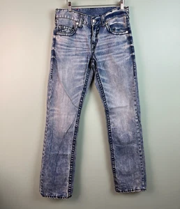 Jeans uomo True Religion lavaggio acido gamba dritta blu denim taglia 30 vestibilità 31x32 - Foto 1 di 7