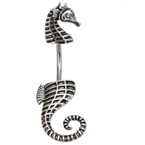 Anillo para el vientre animal caballito de mar entrada/salida no colgante acero naval  - Imagen 1 de 3