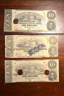 Gruppe von 3 storniert - T59 $ 10 Konföderierte Banknoten - fein