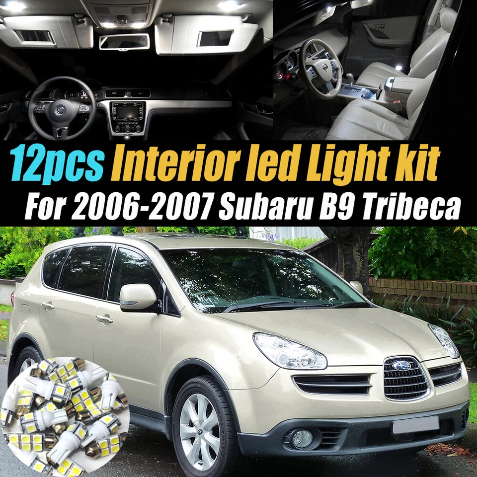 Kit de bombillas LED interiores de coche súper blancas de 12 piezas para Subaru B9 Tribeca 2006-2007 Foto 1 de 4