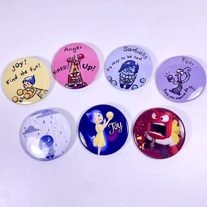 Inside Out Set of 7 Pins - Anger Sadness Fear & Joy Pin Back Badge Disney Pixar - Picture 1 of 2
