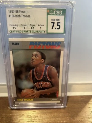1987 FLEER #106 ISIAH THOMAS PISTONS HOF CSG 7.5 - Image 1 of 4