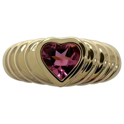 Tiffany & Co. de colección Anillo banda oro amarillo de 18k corte corazón turmalina rosa vivo Foto 1 de 4