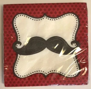 Schnurrbart Wahnsinn Getränk Cocktail Dessert Servietten Rot Party Geburtstag 16/Packung - Bild 1 von 12