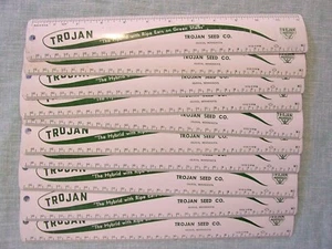 10 Vintage White Metal TROJAN SEED CO. Olivia, MINNESOTA Advertising Ruler - Imagen 1 de 4