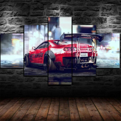 Cartel arte pared impresión lienzo 5 paneles coche deportivo de carreras TOYOTA SUPRA MK4 decoración del hogar Foto 1 de 4