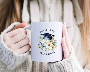 Personalized Name, Graduation MASTER IT 11oz Ceramic Coffee Mug Gift Celebration - Picture 1 of 28