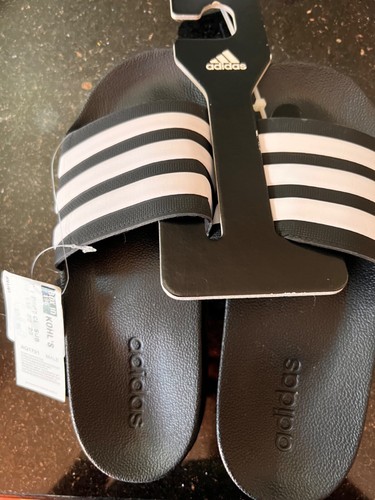 Adidas Adilette Cloudfoam Uomo Taglia 8 Scivoli Doccia Nero Bianco (AQ1701) Nuovo