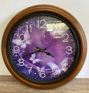 Lots Of Butterflies Wall Clock With a Real Heavy-duty 3D Wood Frame Decor 16" - Picture 1 of 10