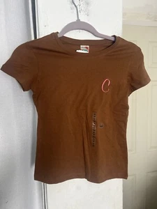 NWT VTG Weavers Girl Medium Brown Short Sleeve C Initial Tee Shirt 100% Cotton - Picture 1 of 12