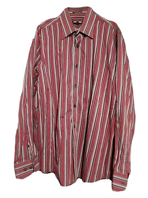 Camisa de vestir Express (ajuste moderno) manga larga. Rayas rojas grises y blancas Foto 1 de 4