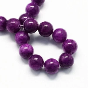 Round Natural Jade Beads 8mm - Deep Purple - 1 Strand 50 Beads - BD986 - Picture 1 of 2