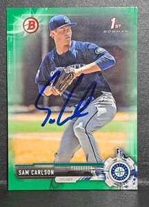 2017 Bowman Draft Sam Carlson 1st Bowman Non-Chrome Green Auto /99