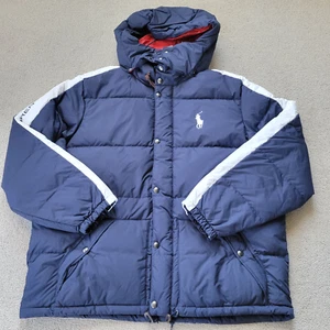 Polo Ralph Lauren Mens Big Pony Down Hooded Puffer Jacket Navy Big & Tall 2XB - Picture 1 of 10