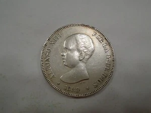 Spain 1889 5 Pesetas Silver Crown XF+ - Picture 1 of 2