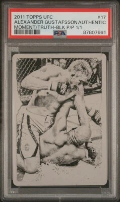 2011 TOPPS UFC MOMENT OF TRUTH 17 ALEXANDER GUSTAFSSON BLACK PRINTING PLATE 1/1 - Image 1 of 2