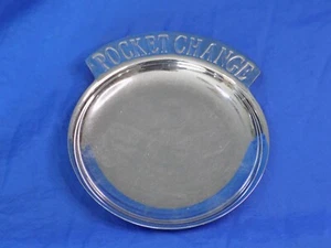Plato de baratija de cambio de bolsillo tono plata sobre metal vintage - Imagen 1 de 3