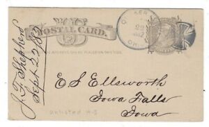 1882 UX7 Postkarte, Quaker City Ohio, schickes Malteserkreuz