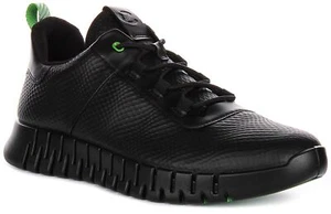 ECCO Gruuv Schnürer Low Cut Bequeme Passform Leder Herren Trainer Schwarz UK 7 - - Bild 1 von 6