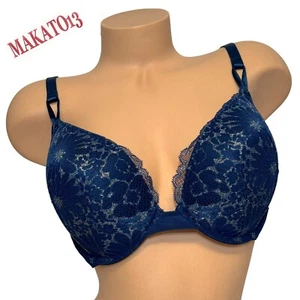 Victoria’s Secret 38D The T-Shirt Push-Up Full Coverage BH Blau Blumen Spitze - Bild 1 von 7