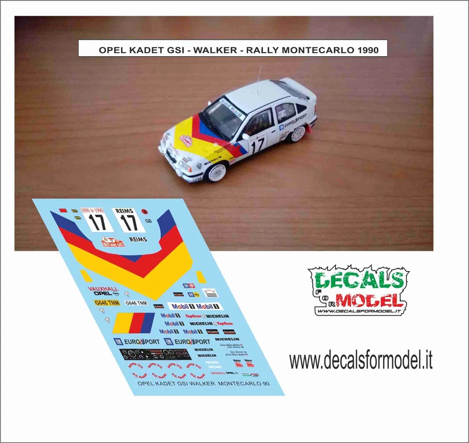 DECALS 1:43 OPEL KADETT GSI WALKER RALLY MONTECARLO 1990 - Immagine 1 di 1