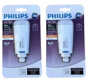 2X Philips 26W Equivalent Soft White PL-C/T 4-Pin Vertical Orientation LED Tube - Picture 1 of 1
