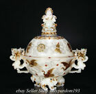 8" Top Antique Chinese Natural Gaogu Hetian Jade Nephrite Dragon incense burner