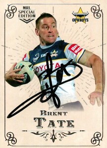 ✺Signed✺ 2018 NORTH QUEENSLAND COWBOYS NRL Card BRENT TATE Glory
