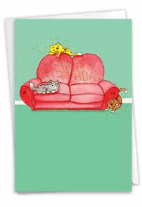 C3791IBDG Funny Single Birthday Greeting Card: Cat Scratch Couch with Envelope - Picture 1 of 6