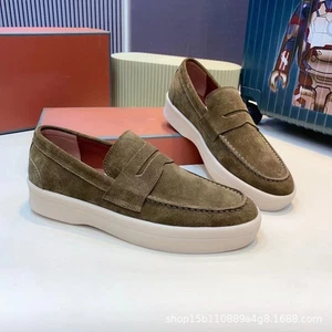 European Italian Style Men's Real Leather Suede Loafers Casual Dress Flats Shoes - Picture 1 of 35