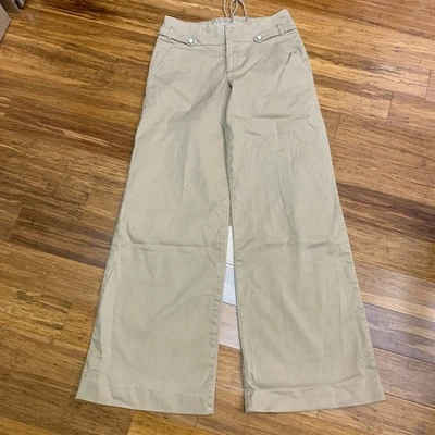 Cartonnier Khaki Wide Leg Sailor Pants Women's Size 2 Unique Lace Up Back Detail - Image 1 of 4