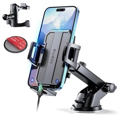 SUUSON UPGRADED 3-IN-1 CAR PHONE HOLDER MOUNT POWERFUL SUCTION - BLACK - Image 1 of 4