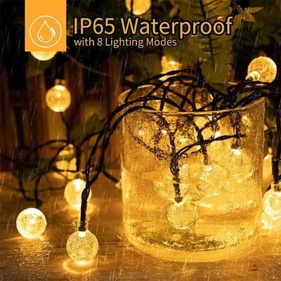 Outdoor 50 LED Warm String Lights Solar Powered Panel 23FT Decorative Lights