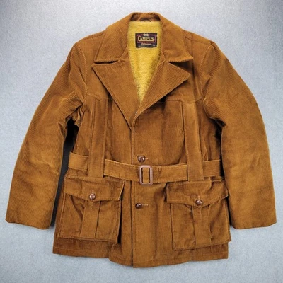 Vintage 60’s Campus Fur Lined Corduroy Belted Jacket Western Men’s Size 44 - Image 1 of 4